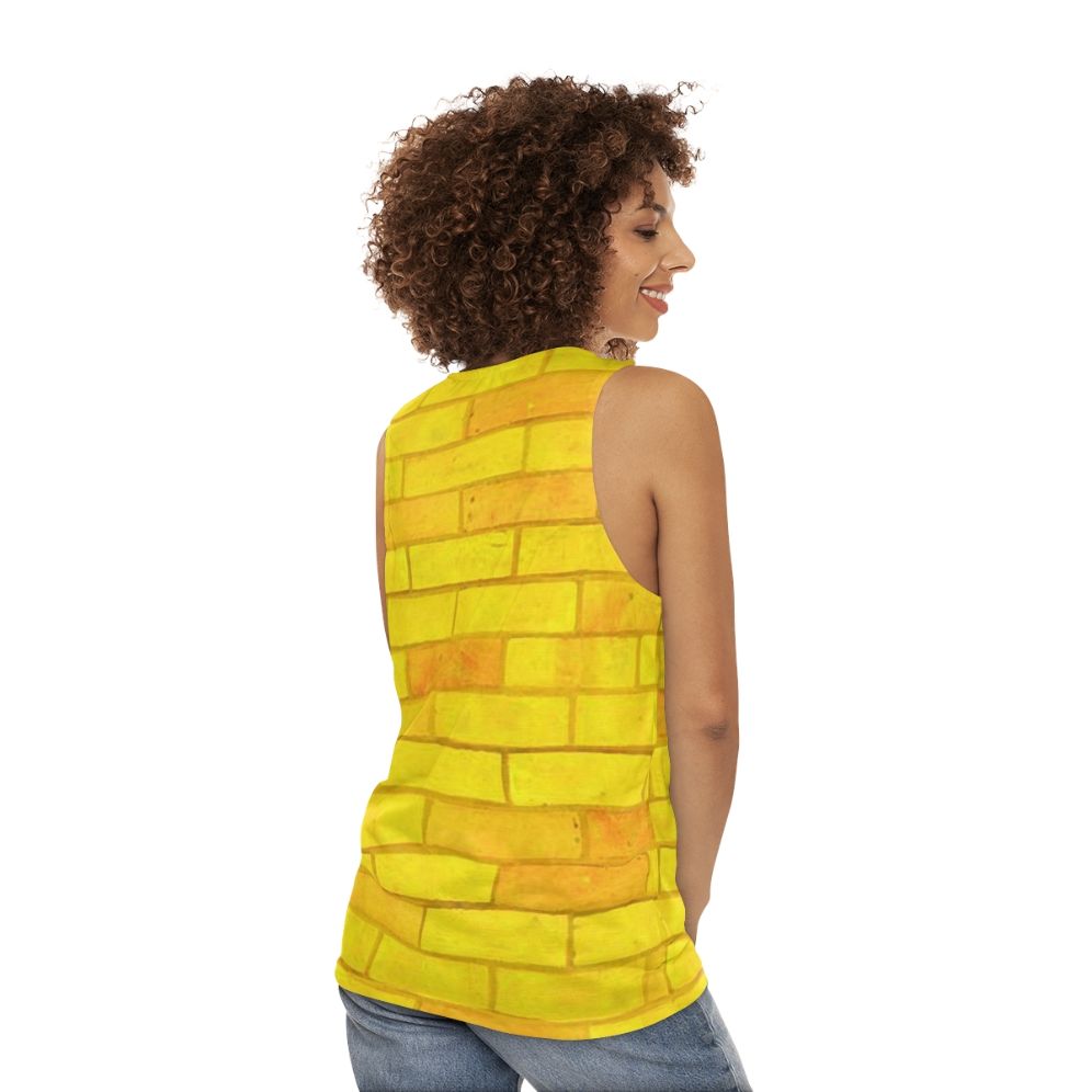 Unisex yellow brick road tank top - women back