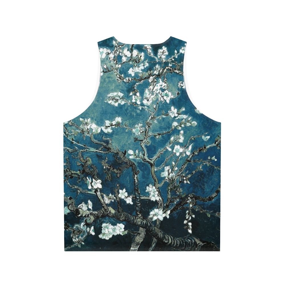 Vintage inspired Van Gogh Almond Blossoms Teal Unisex Tank Top - Back