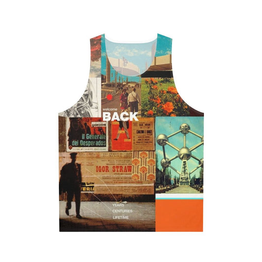 Retro-inspired unisex tank top with collage design