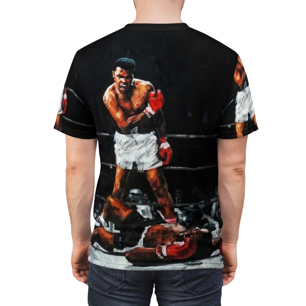 Commemorative T-shirt design depicting Muhammad Ali's knockout victory over Sonny Liston - men back