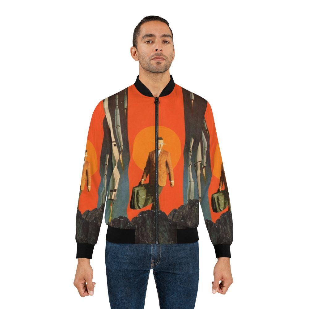 Vintage retro bomber jacket with surreal, abstract graphic design - Lifestyle