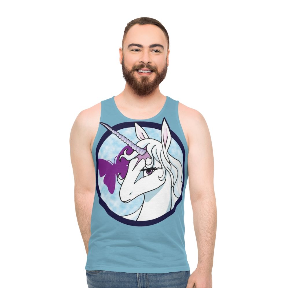 The Last Unicorn Unisex Fantasy Tank Top featuring Amalthea the Unicorn - men