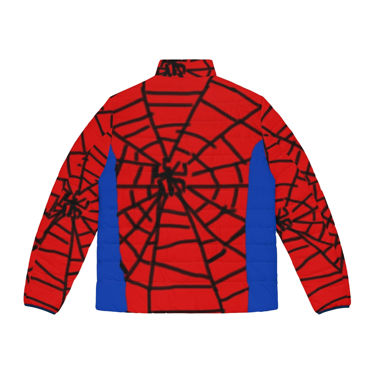 Spiderman superhero puffer jacket with web graphic design - Back