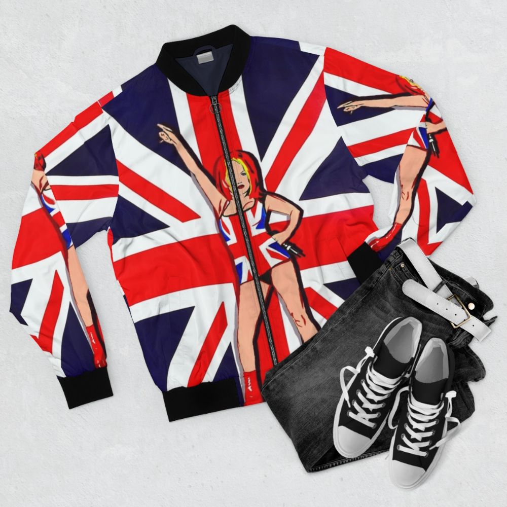 90s Union Jack Bomber Jacket for Women - Flat lay