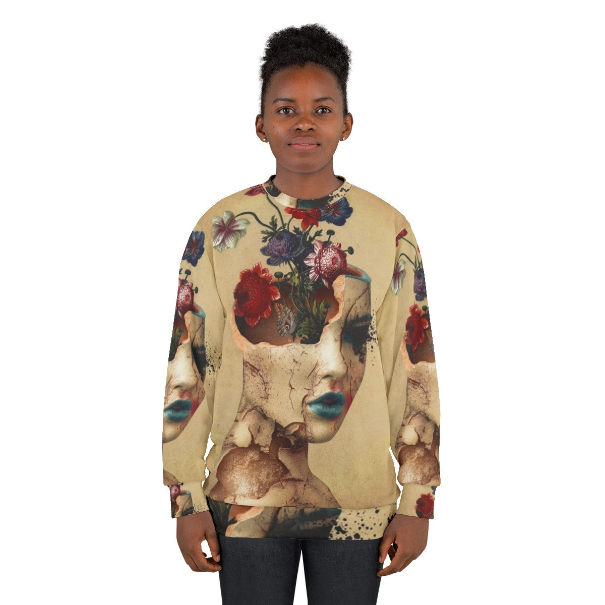 Broken Beauty Women's Floral & Grunge Digital Art Sweatshirt - women