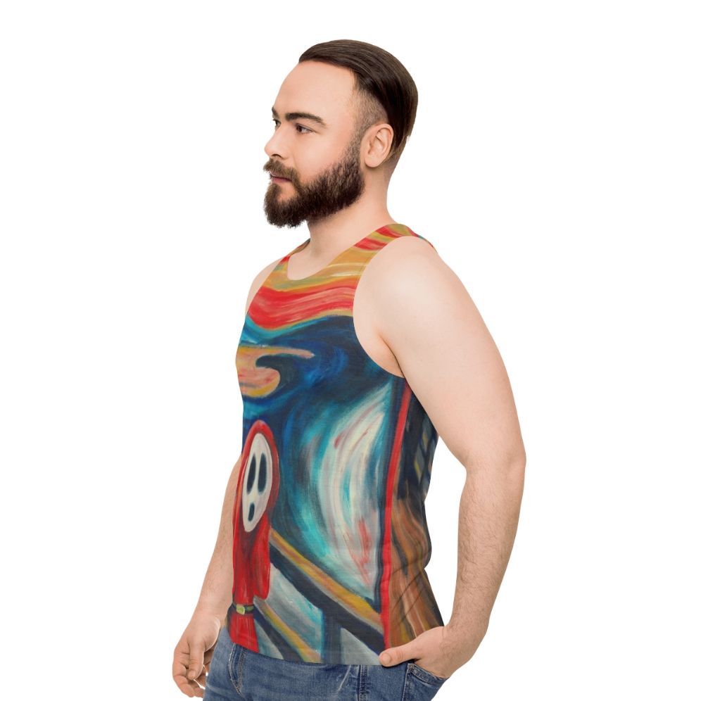 Unisex tank top featuring "The Scream" artwork by Edvard Munch - men side