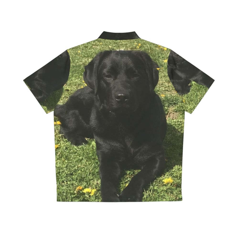 Black Labrador Dog Wearing Tropical Hawaiian Shirt - Back