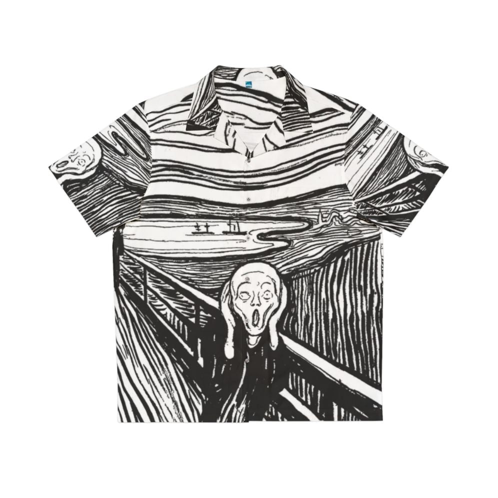 Edvard Munch The Scream Black and White Hawaiian Shirt