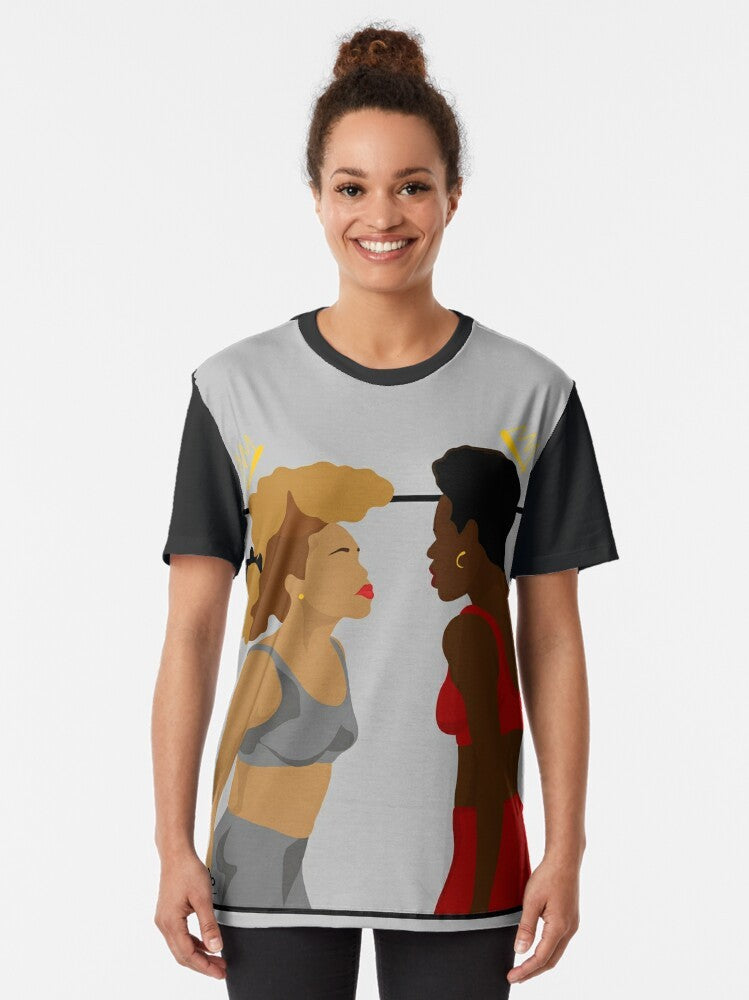 "It's All Good" graphic t-shirt featuring a positive message and celebrating natural black hair - Women