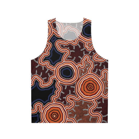 Authentic Aboriginal Art Unisex Tank Top with Pathway to Water Design