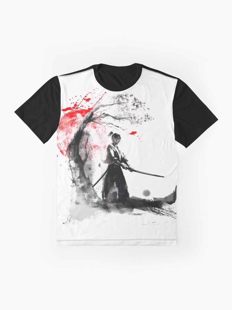 Japanese Samurai Graphic T-Shirt - Celebrate the rich culture of Japan - Flat lay