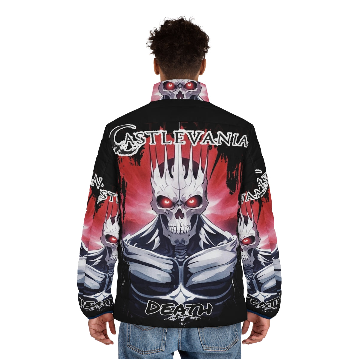 Castlevania Death Puffer Jacket featuring video game inspired design - men back