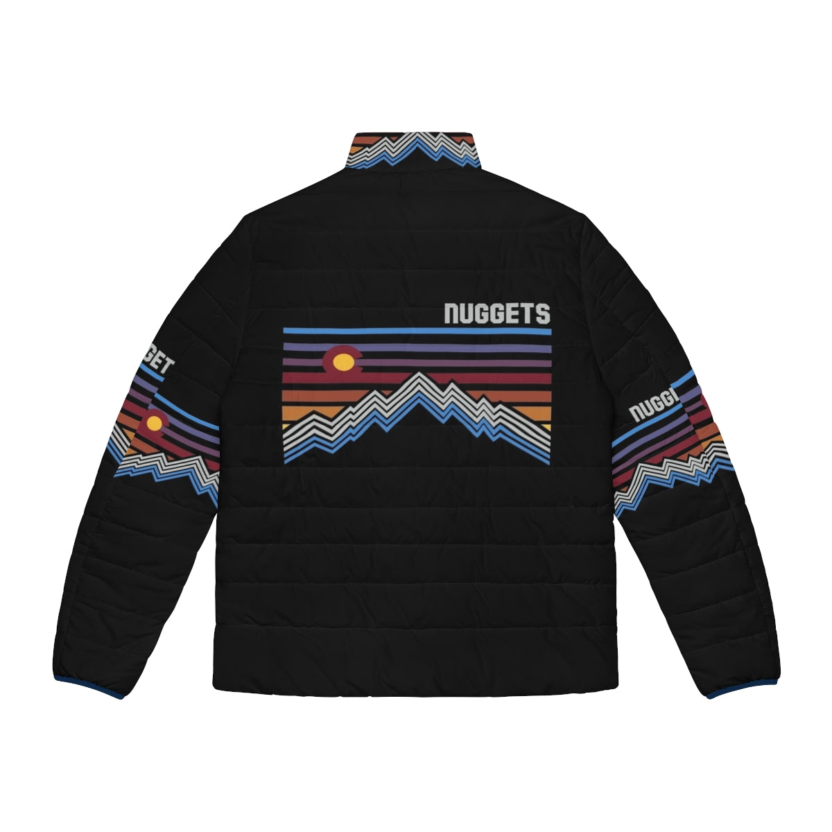 Denver Nuggets basketball puffer jacket with focus keyword "denver nuggets" - Back