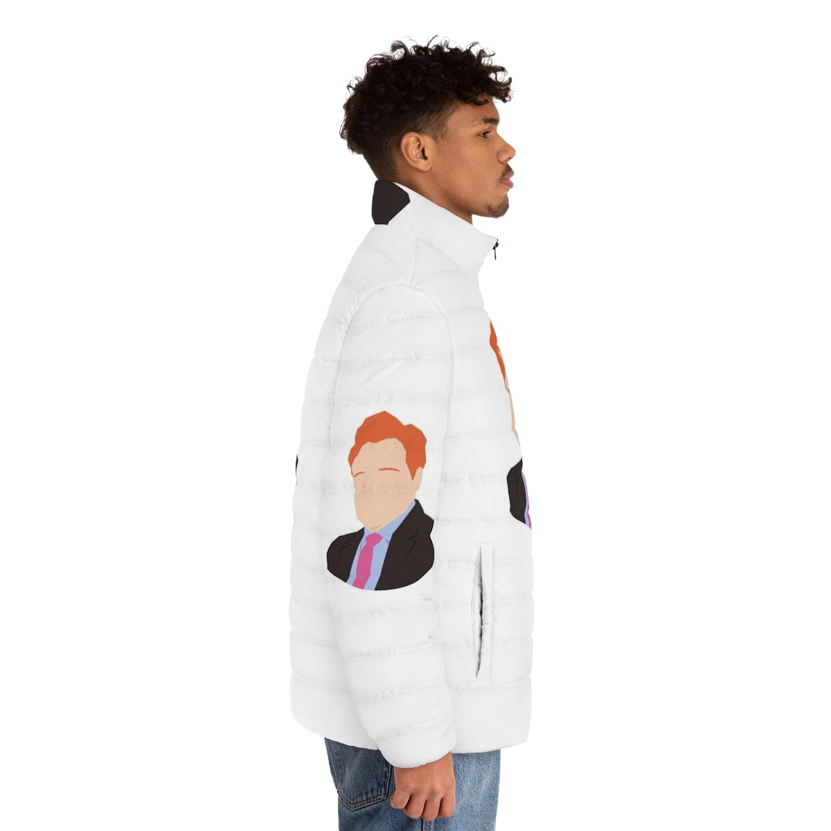 Conan O'Brien Team Coco Vector Art Puffer Jacket - men side right