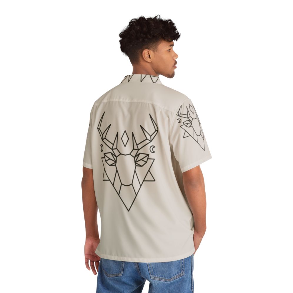 Mystic deer hawaiian shirt with geometric nature inspired design - People Back