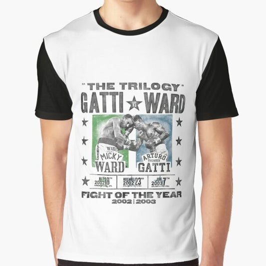 Ward v Gatti The Trilogy Graphic T-Shirt featuring a boxing battle design