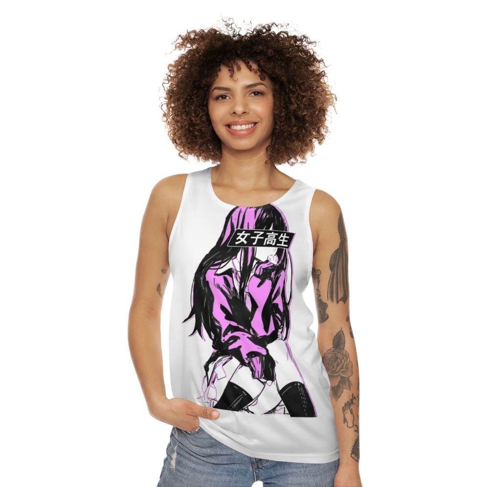 Sad anime Japanese aesthetic unisex tank top - women