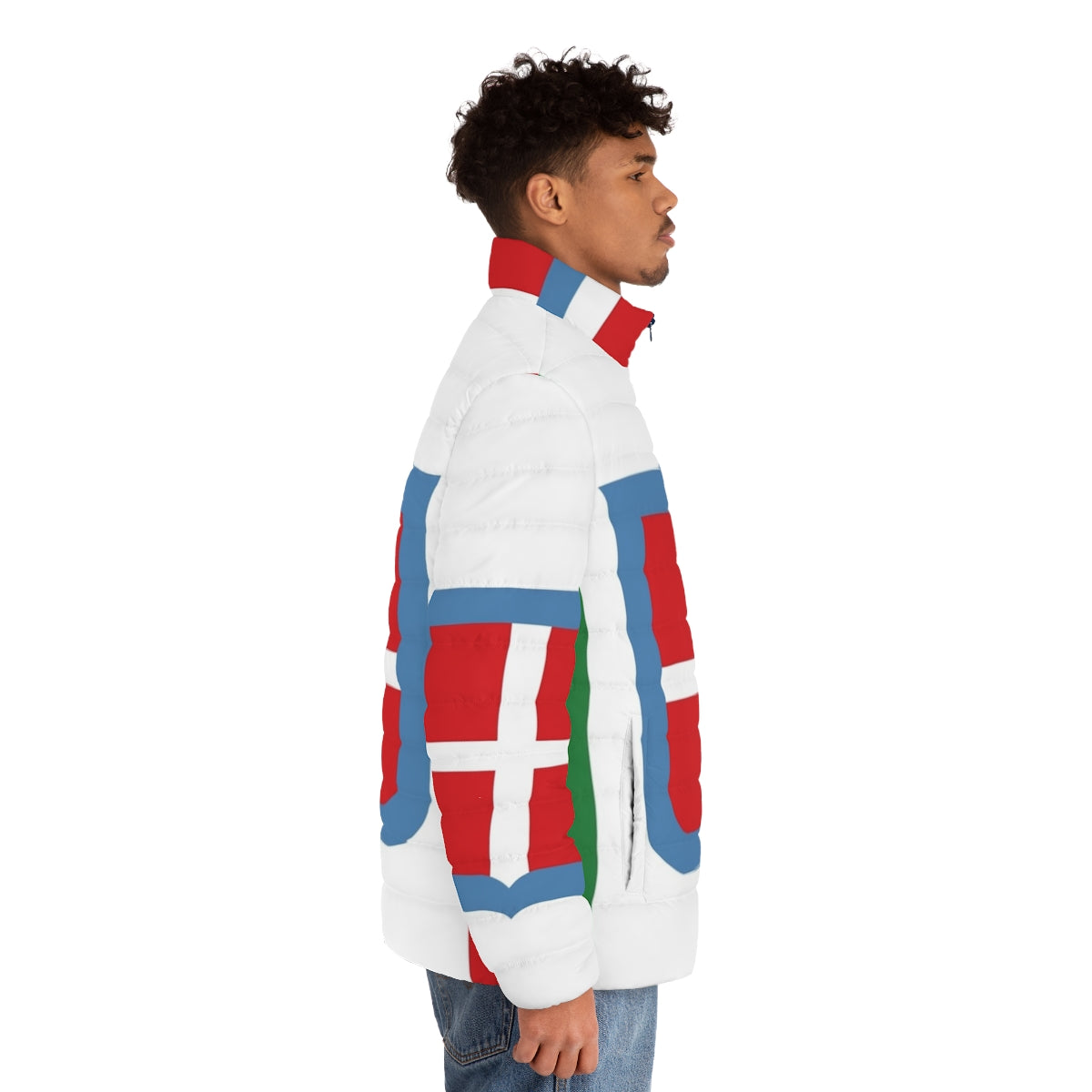 Puffer jacket featuring the historical flag of the Kingdom of Italy from 1861 - men side right