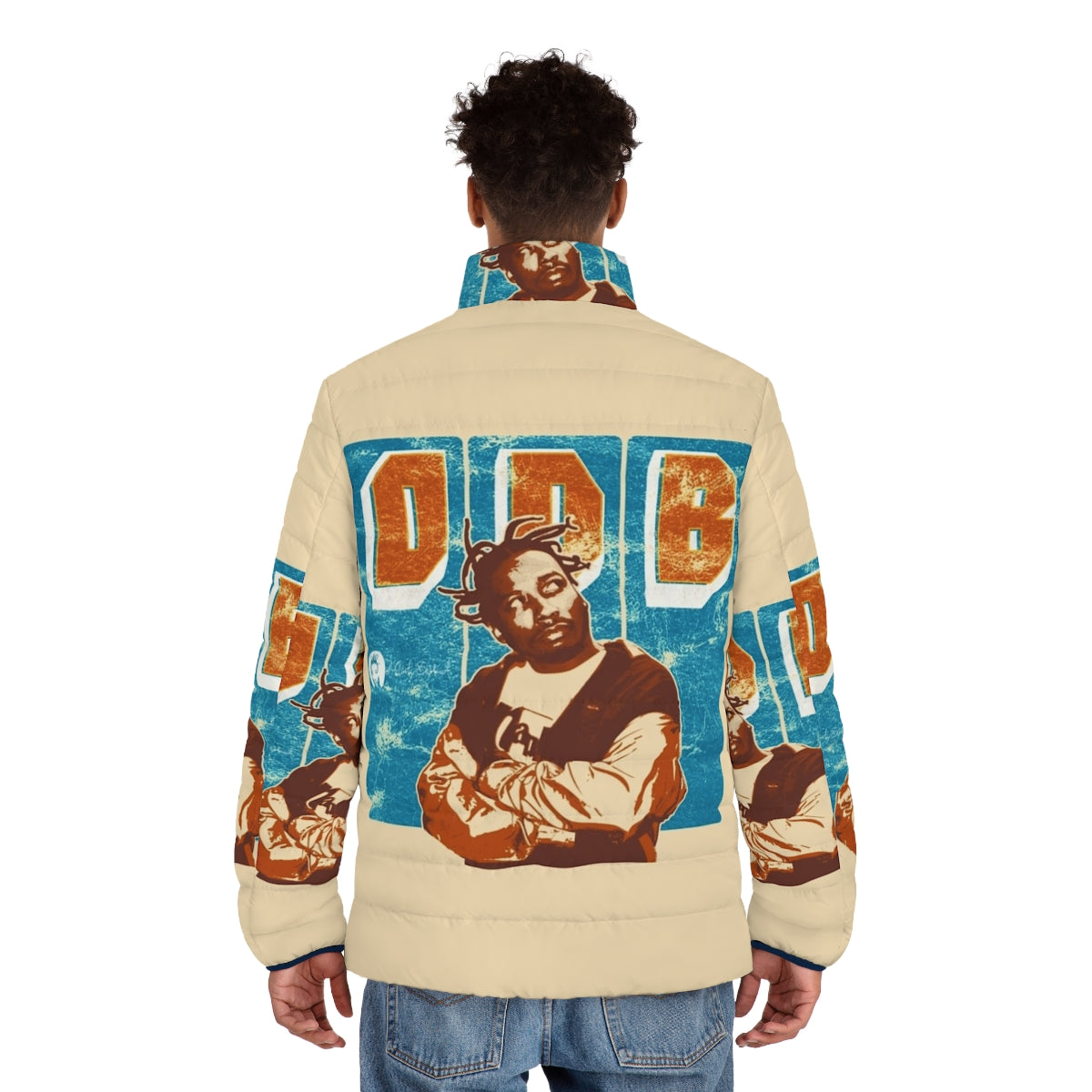 Ol Dirty Bastard inspired puffer jacket, featuring the iconic ODB logo - men back