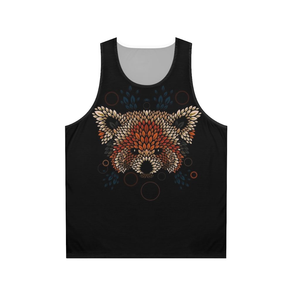 Red panda face printed on a unisex tank top