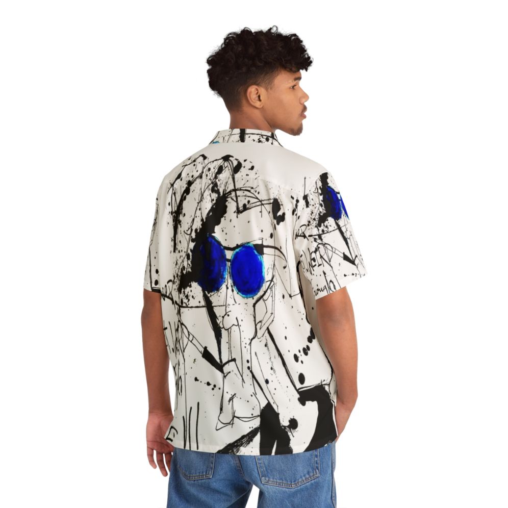 Gonzo-inspired Hawaiian shirt with ink splatter and Ralph Steadman-esque design - People Back