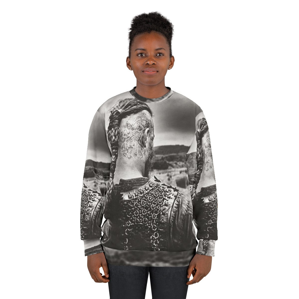 Ragnar Lothbrok Vikings TV Show Black and White Sweatshirt - women