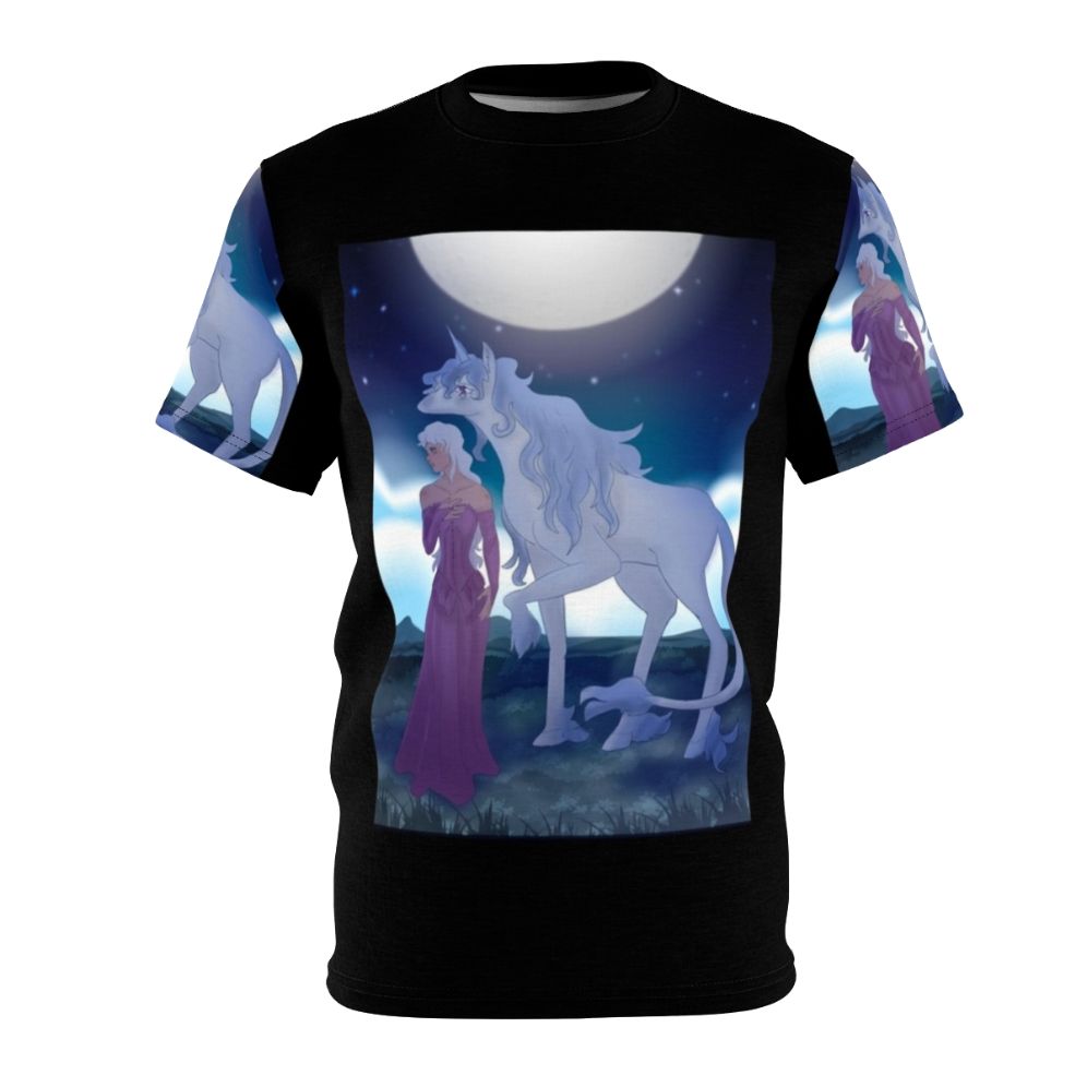 "The Last Unicorn" inspired t-shirt with whimsical unicorn artwork