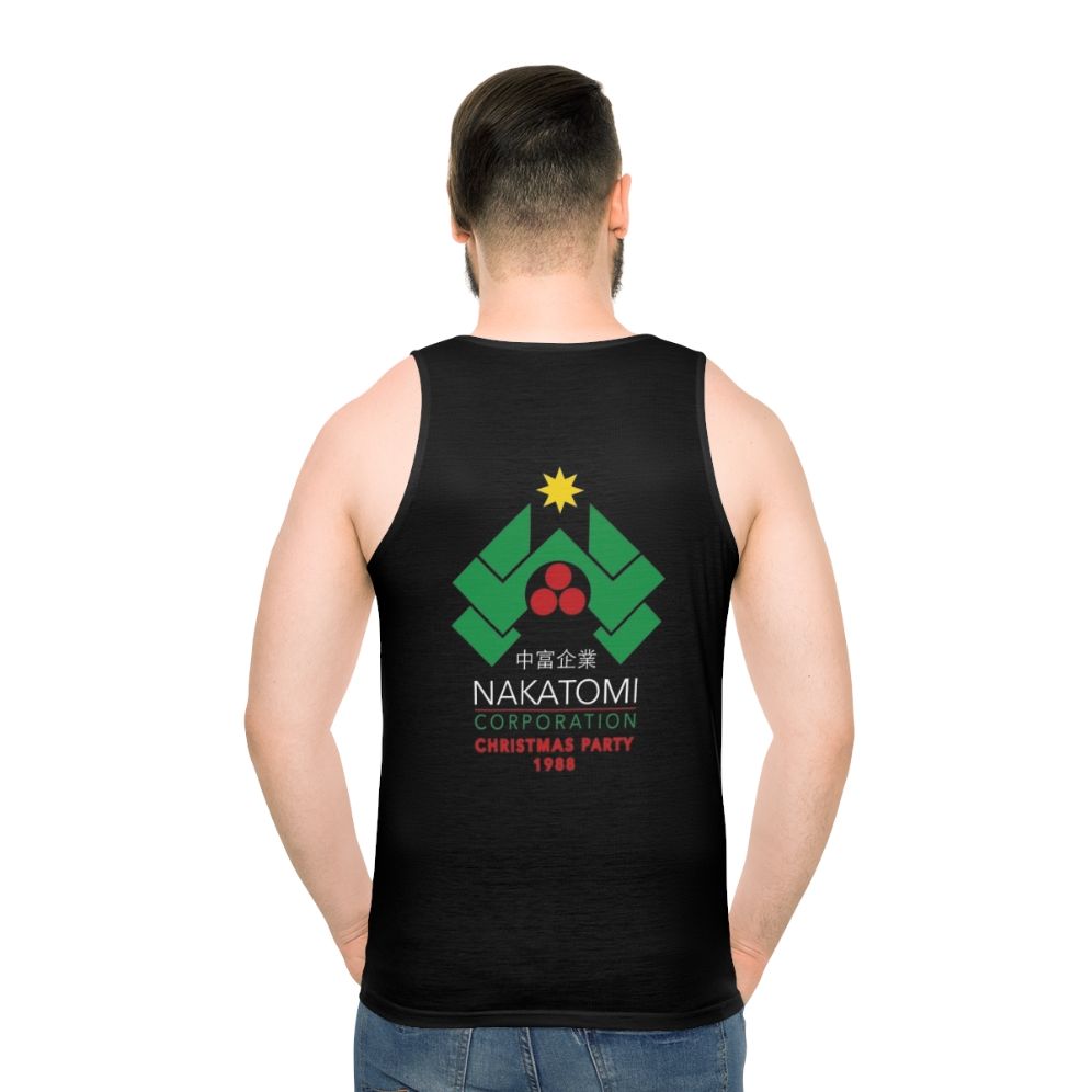 Nakatomi Corporation Christmas party unisex tank top inspired by the Die Hard movie - men back