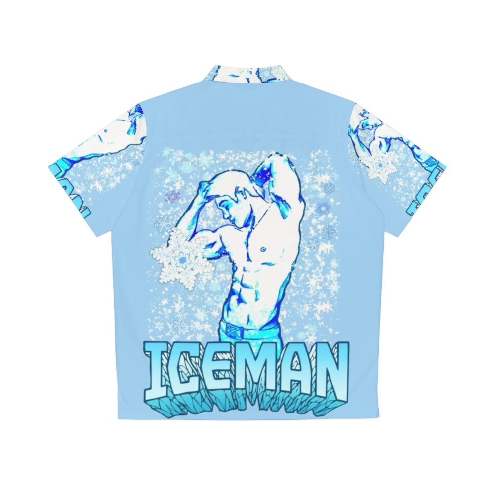 Iceman Hawaiian Shirt with Snowflake and Ice Motif - Back