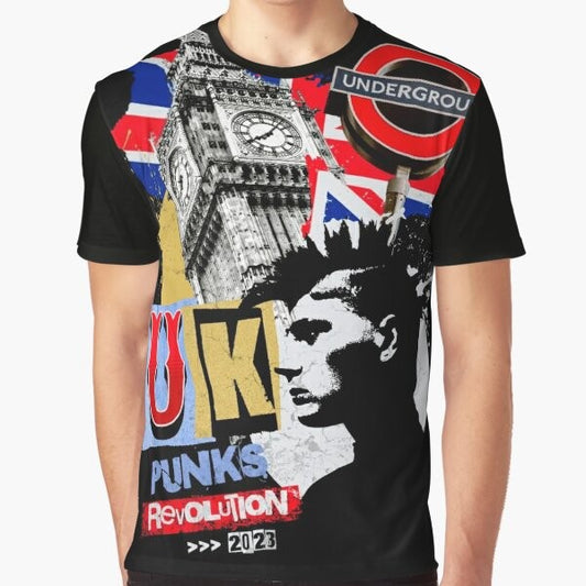 Big Ben graphic t-shirt with urban, grunge, and street art design