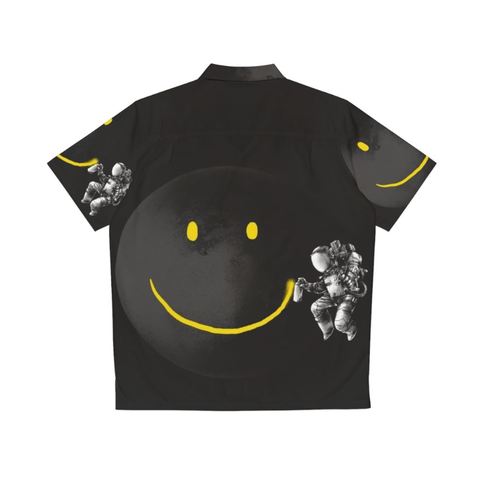 Surreal moon astronaut Hawaiian shirt with abstract smile design - Back