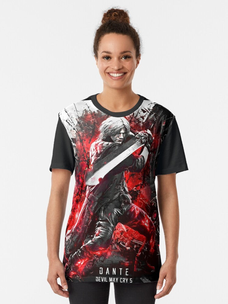 Graphic T-Shirt featuring Dante, the protagonist from the video game Devil May Cry 5 - Women