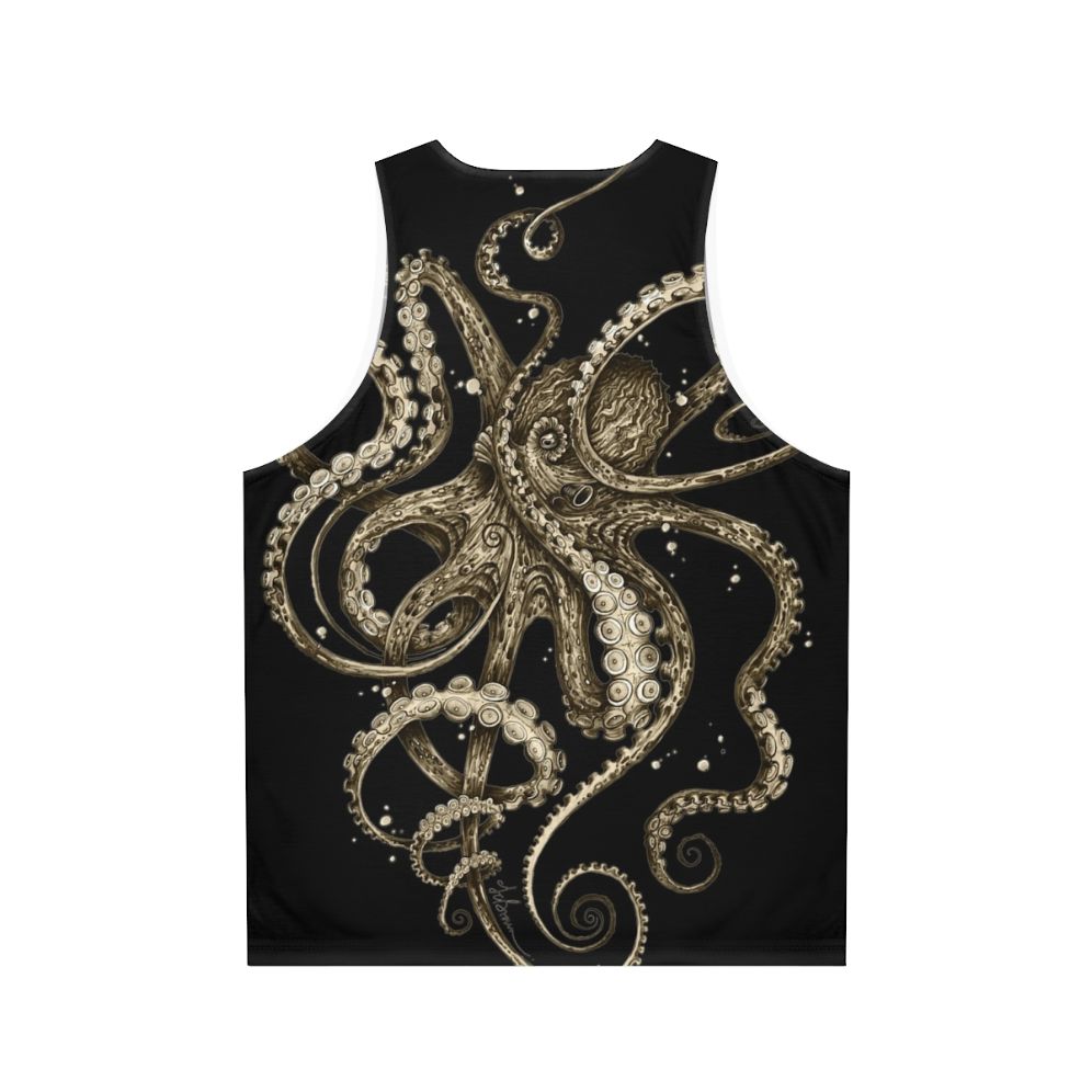 Octopus Sepia Psychedelic Unisex Tank Top - Back