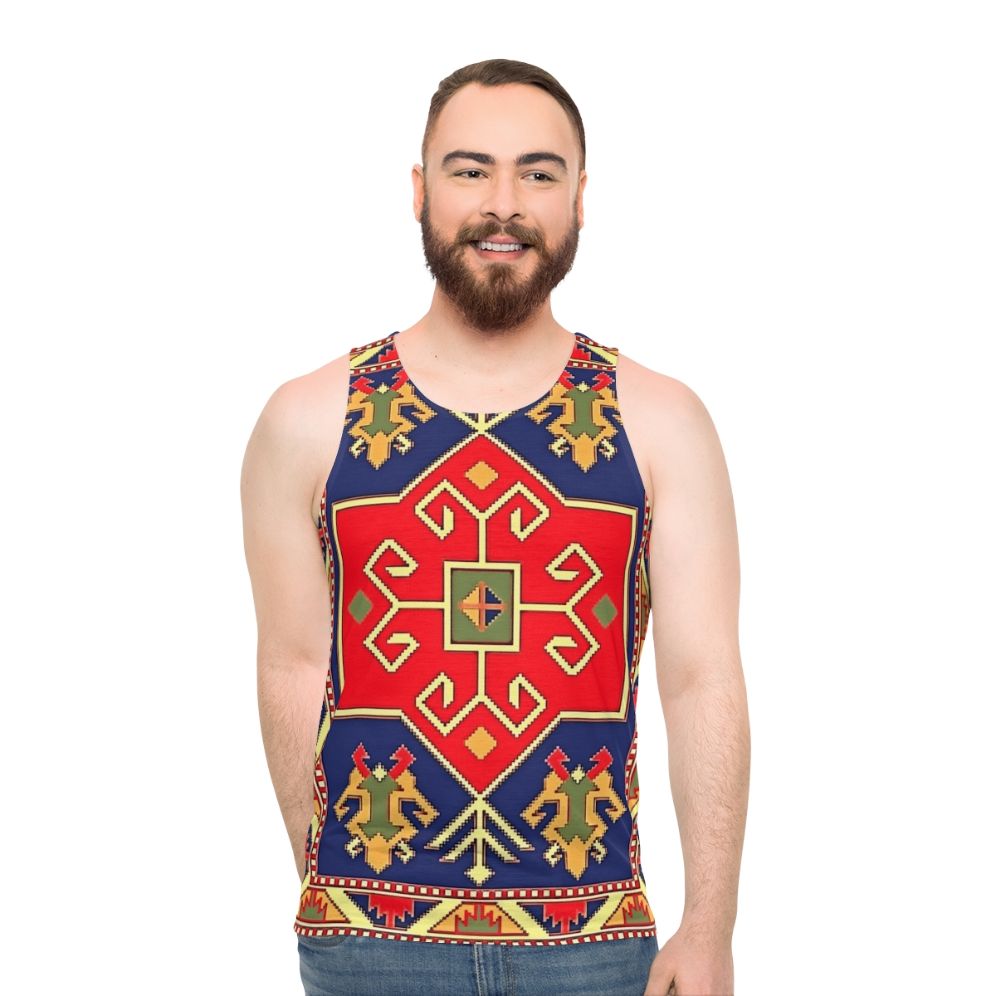 Unisex tank top featuring Armenian art design - men