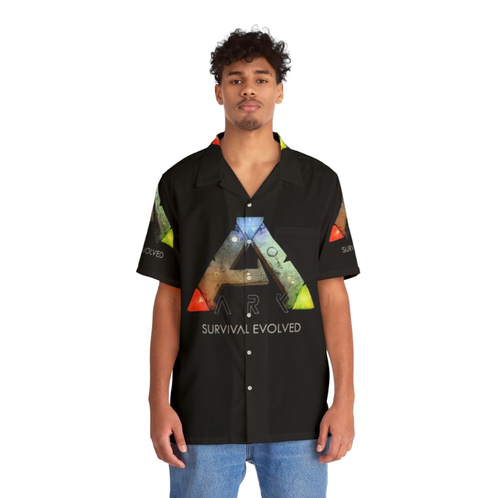 Ark Survival Evolved Hawaiian Shirt featuring dinosaurs and tropical design - Lifestyle