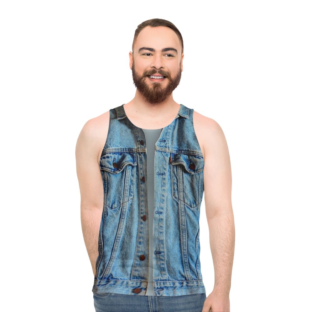 Unisex denim tank top - men