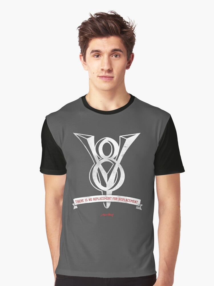 Graphic t-shirt featuring a powerful V8 engine design for hot rod and muscle car fans - Men