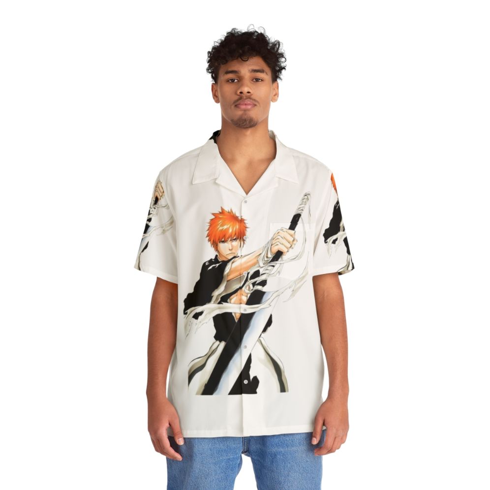 Anime-inspired Hawaiian shirt featuring Satoru Gojo and Eren Yeager characters - Lifestyle