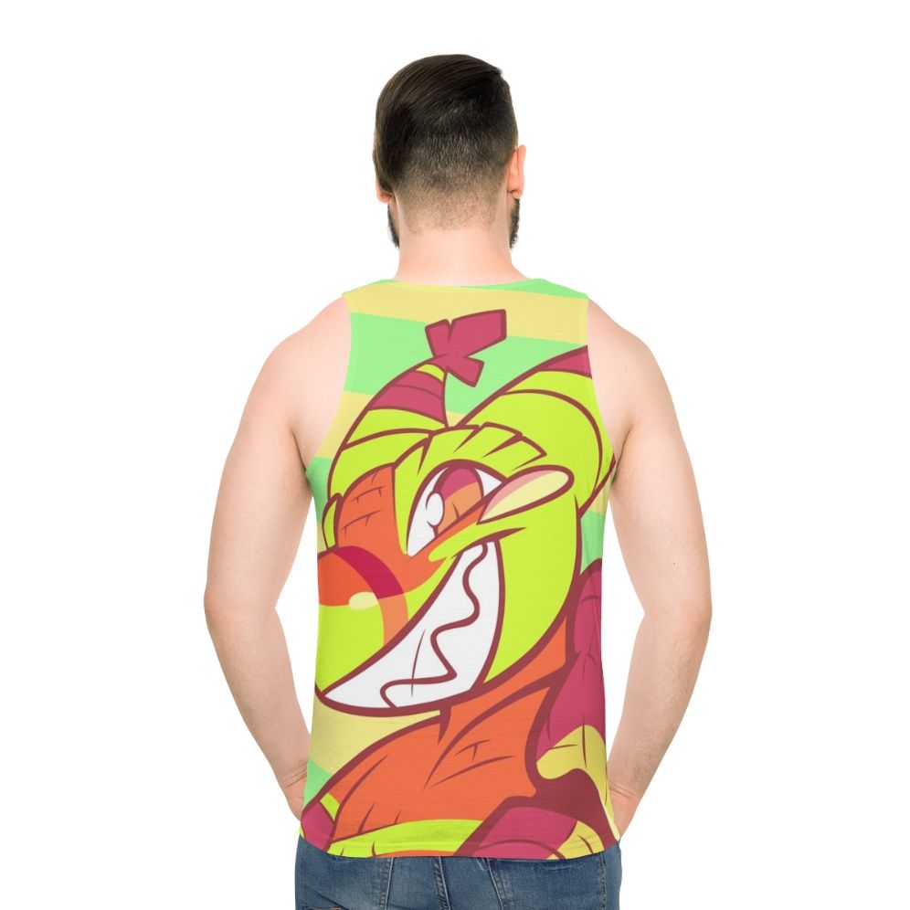 Unisex furry electronic music tank top with TQBF Renard Electrohell design - men back