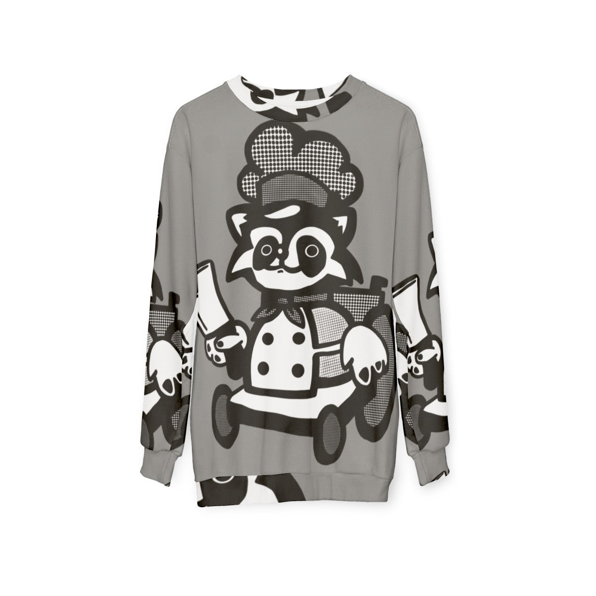 Overcooked Raccoon Chef Sweatshirt - hanging