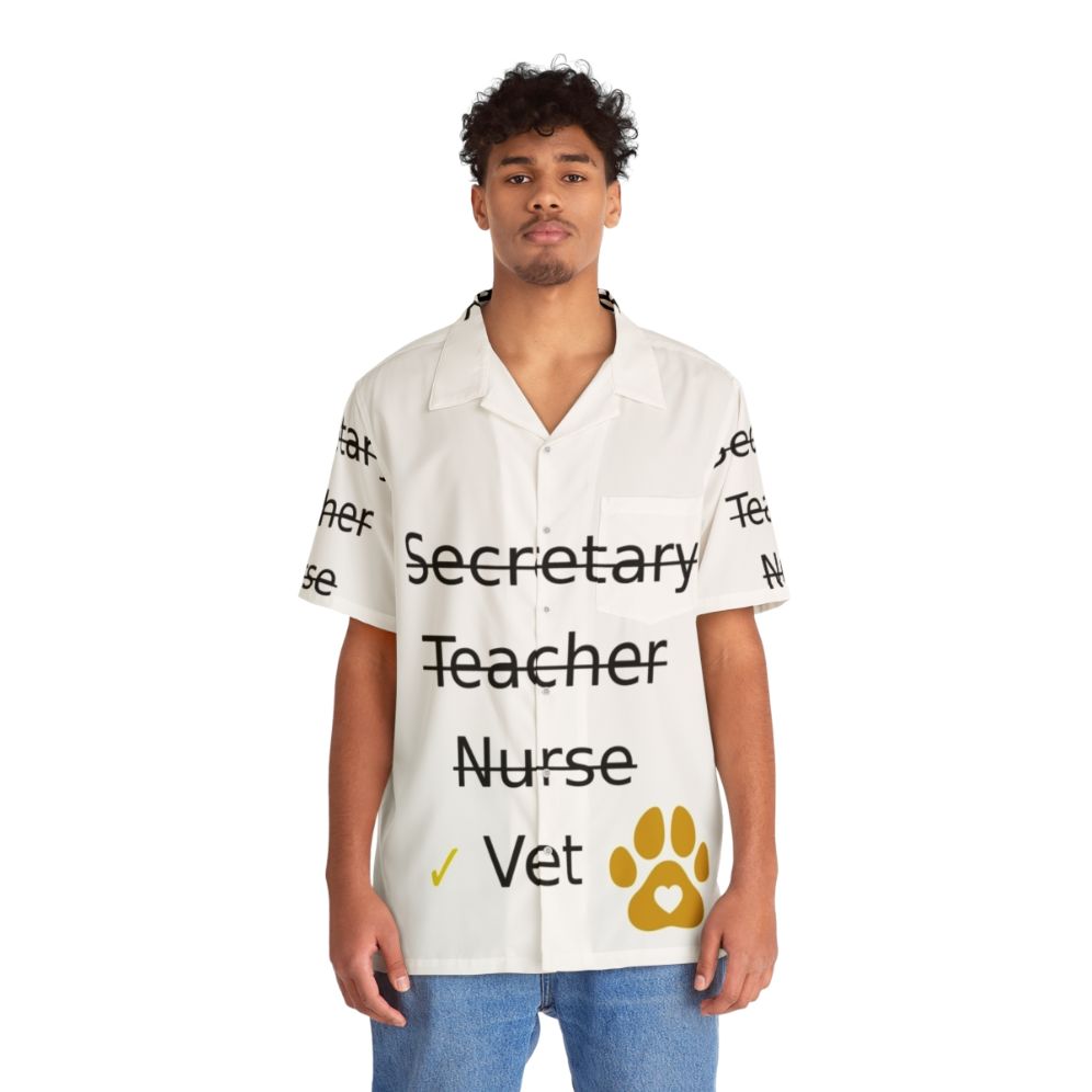 Veterinary Hawaiian Shirt with Occupations and Pets Design - People Front