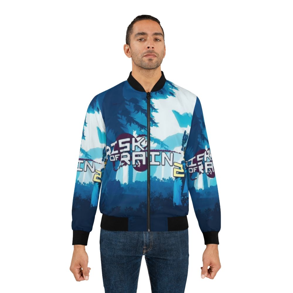 Risk of Rain Bomber Jacket with Iconic Game Artwork - Lifestyle