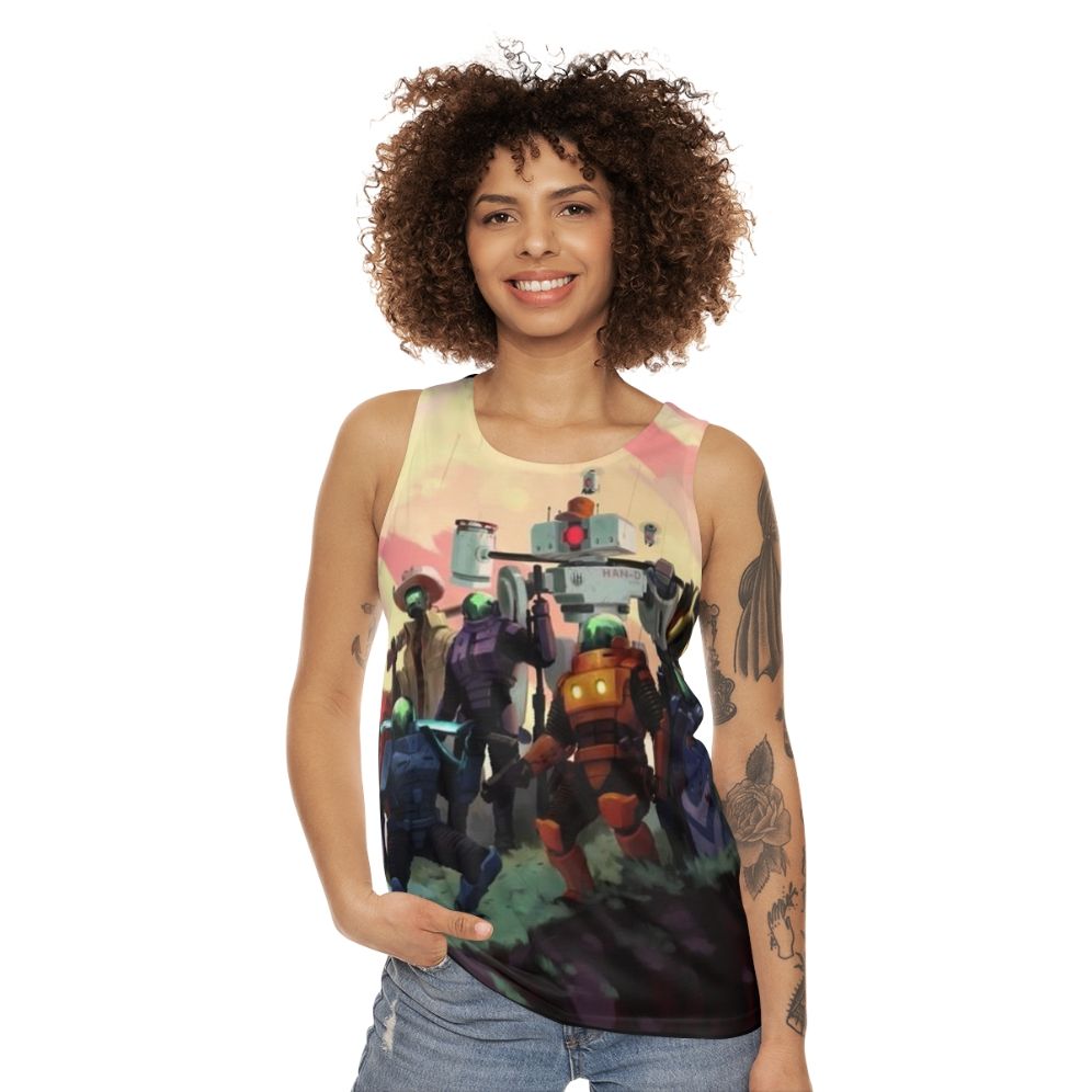 Risk of Rain 2 Unisex Tank Top featuring the game's iconic artwork - women