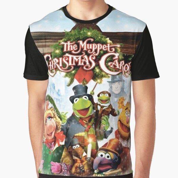 Graphic t-shirt featuring characters from the classic holiday movie "The Muppet Christmas Carol"