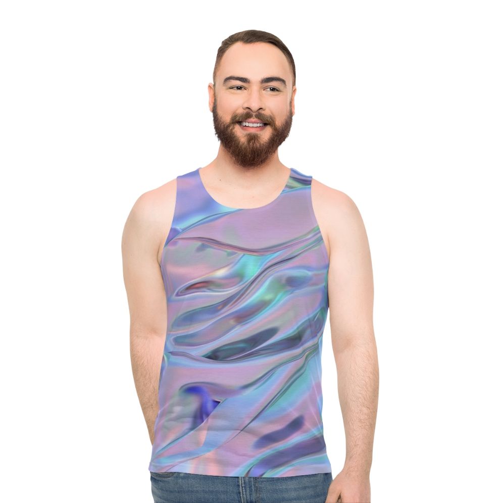 Holographic unisex abstract graphic design tank top - men