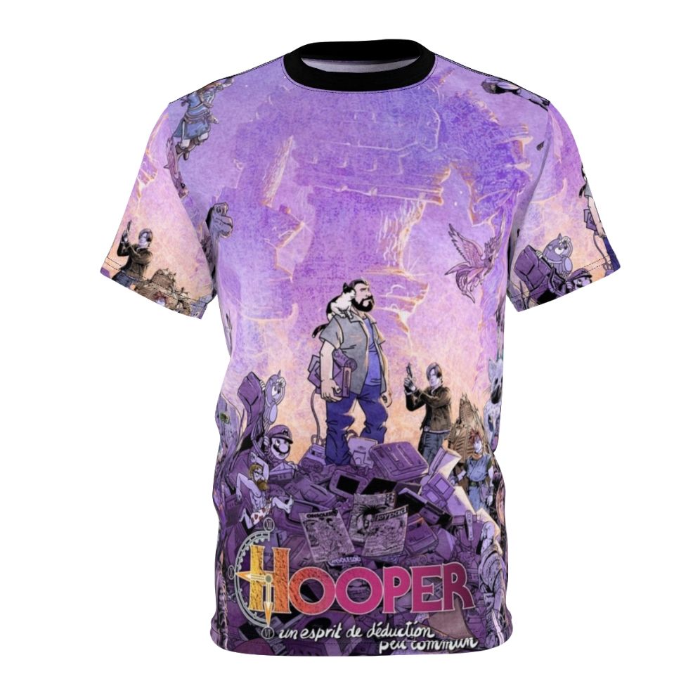 Unisex t-shirt featuring a stylish bear design in a cosmic universe setting