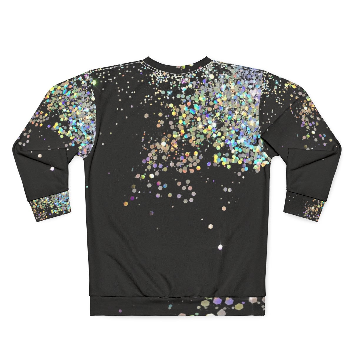 Black holographic sparkle sweatshirt for modern, trendy fashion - Back