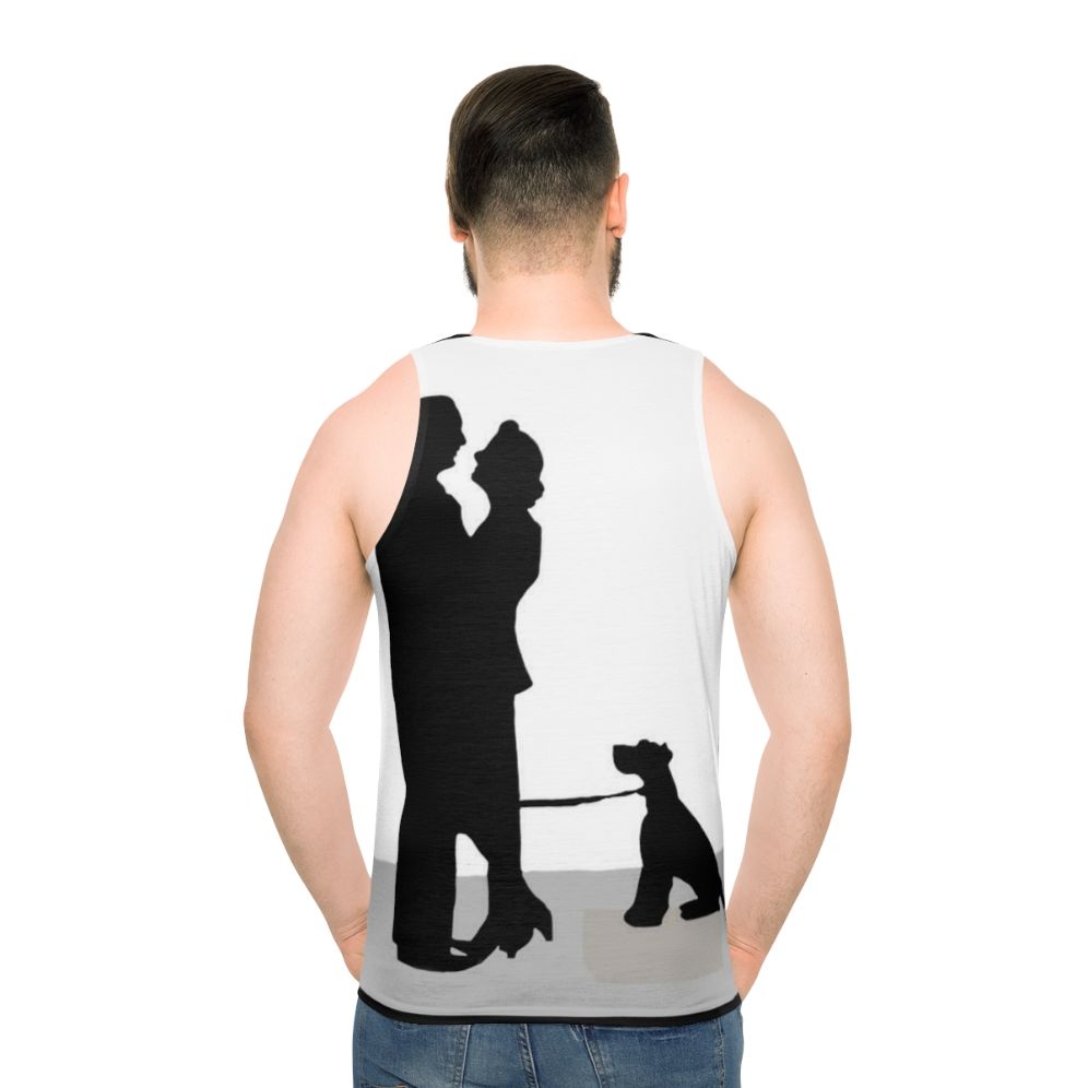 Unisex tank top with "The Thin Man" movie silhouette design - men back