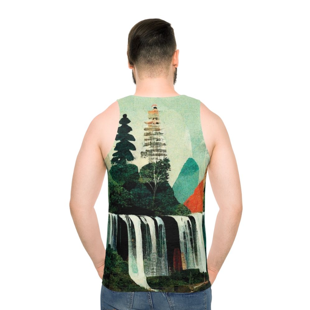 Waterfall artwork unisex tank top - men back