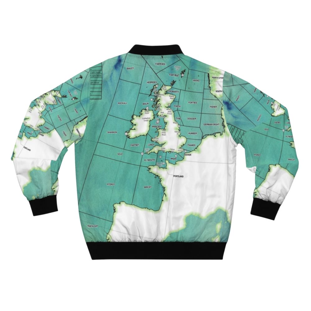 Shipping Forecast BBC Radio 4 Bomber Jacket featuring a map design - Back